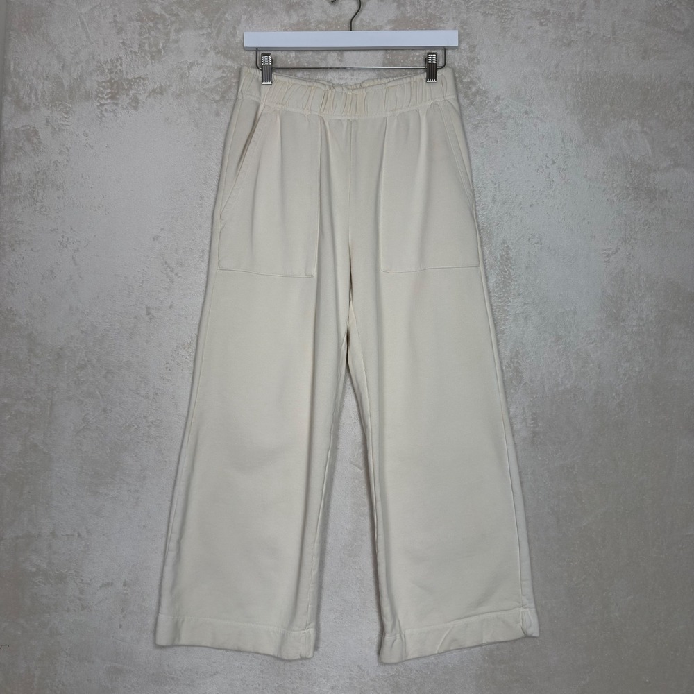 MATE the Label Organic Cotton Wide Leg Sweatpants Bone Cream Size M Minimalist